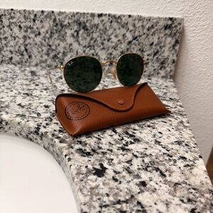 Ray-Ban Gold and Green Round Sunglasses